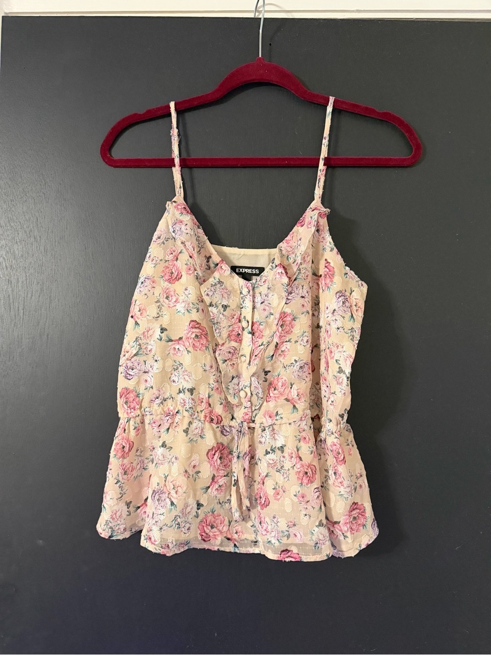Express Floral tank Peplum Cami in Blush